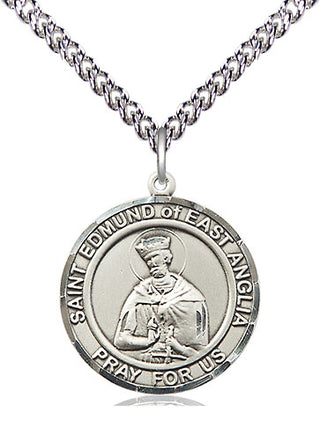 Sterling Silver Saint Edmund of East Anglia Medal Religious Jewelry Engraved Catholic Saint Jewelry