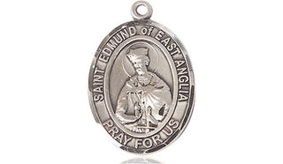 Sterling Silver Saint Edmund of East Anglia Medal Religious Jewelry Engraved Catholic Saint Jewelry