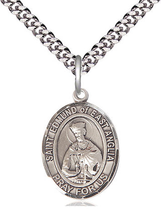 Sterling Silver Saint Edmund of East Anglia Medal Religious Jewelry Engraved Catholic Saint Jewelry