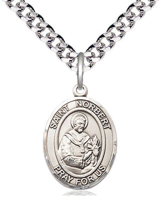 Pewter Saint Norbert of Xanten Medal Religious Jewelry Engraved Catholic Saint Jewelry