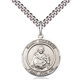 Pewter Saint Norbert of Xanten Medal Religious Jewelry Engraved Catholic Saint Jewelry