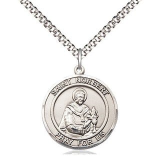 Pewter Saint Norbert of Xanten Medal Religious Jewelry Engraved Catholic Saint Jewelry