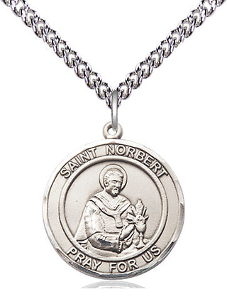 Sterling Silver Saint Norbert of Xanten Medal Religious Jewelry Engraved Catholic Saint Jewelry