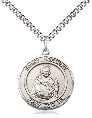 Sterling Silver Saint Norbert of Xanten Medal Religious Jewelry Engraved Catholic Saint Jewelry