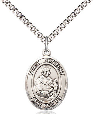 Sterling Silver Saint Norbert of Xanten Medal Religious Jewelry Engraved Catholic Saint Jewelry