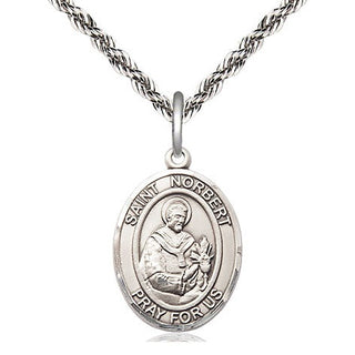 Sterling Silver Saint Norbert of Xanten Medal Religious Jewelry Engraved Catholic Saint Jewelry