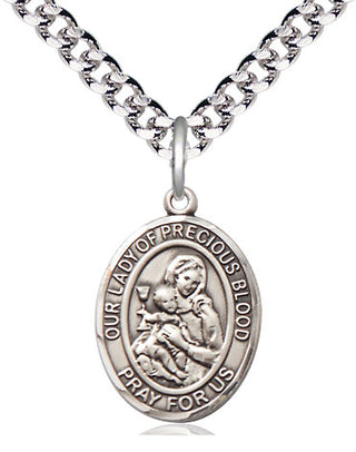 Pewter Our Lady of the Precious Blood Medal Religious Jewelry Engraved Catholic Saint Jewelry