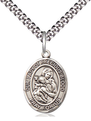 Pewter Our Lady of the Precious Blood Medal Religious Jewelry Engraved Catholic Saint Jewelry