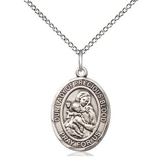 Sterling Silver Our Lady of the Precious Blood Medal Religious Jewelry Engraved Catholic Saint Jewelry