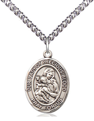 Sterling Silver Our Lady of the Precious Blood Medal Religious Jewelry Engraved Catholic Saint Jewelry