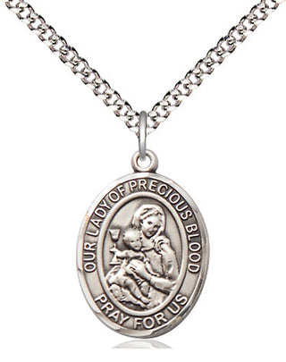 Sterling Silver Our Lady of the Precious Blood Medal Religious Jewelry Engraved Catholic Saint Jewelry