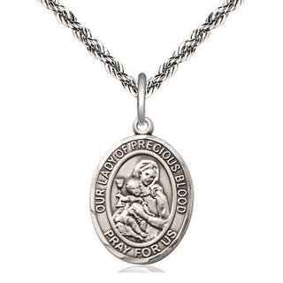 Sterling Silver Our Lady of the Precious Blood Medal Religious Jewelry Engraved Catholic Saint Jewelry