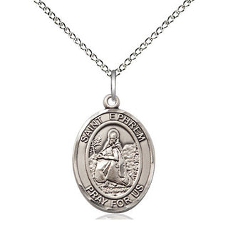Sterling Silver Saint Ephrem Medal Religious Jewelry Engraved Catholic Saint Jewelry