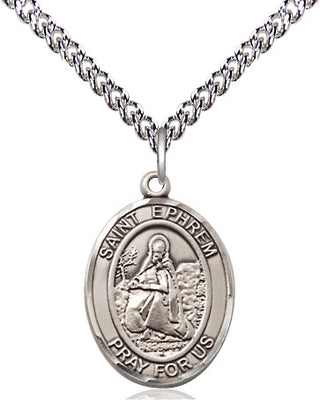 Sterling Silver Saint Ephrem Medal Religious Jewelry Engraved Catholic Saint Jewelry