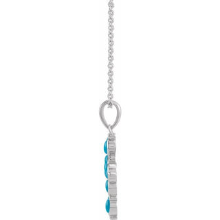 14K White Natural Turquoise Cross 16-18" Necklace