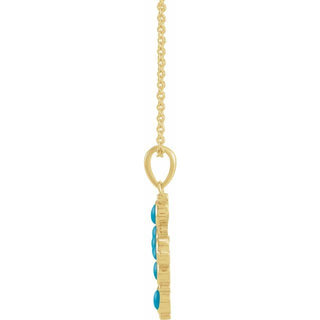 14K Yellow Natural Turquoise Cross 16-18" Necklace