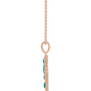 14K Rose Natural Turquoise Cross 16-18" Necklace