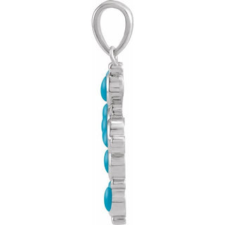 14K White Natural Turquoise Cross Pendant