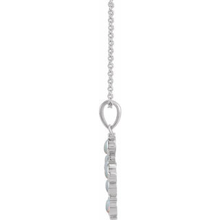Platinum Natural White Ethiopian Opal Cross 16-18" Necklace