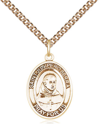 14kt Gold Filled Saint Junipero Serra Medal Religious Jewelry Engraved Catholic Saint Jewelry