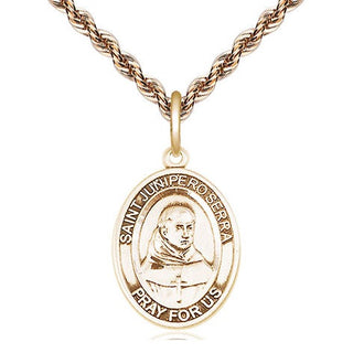 14kt Gold Filled Saint Junipero Serra Medal Religious Jewelry Engraved Catholic Saint Jewelry