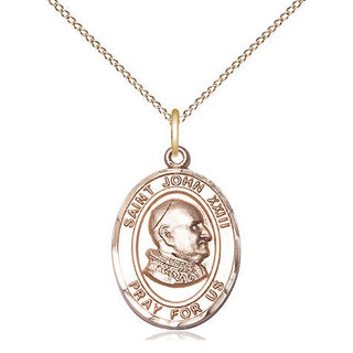 14kt Gold Saint John Xxiii Medal Engraved Catholic Saint Jewelry