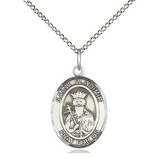 Sterling Silver Saint Vladimir Medal Religious Jewelry Engraved Catholic Saint Jewelry