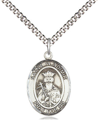 Sterling Silver Saint Vladimir Medal Religious Jewelry Engraved Catholic Saint Jewelry