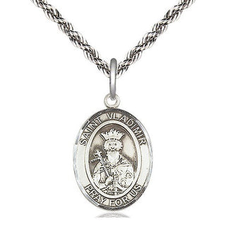 Sterling Silver Saint Vladimir Medal Religious Jewelry Engraved Catholic Saint Jewelry