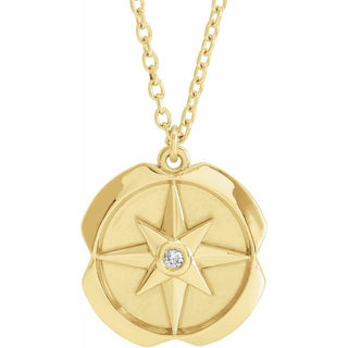 14K Yellow .01 CT Natural Diamond Star 16-18" Necklace