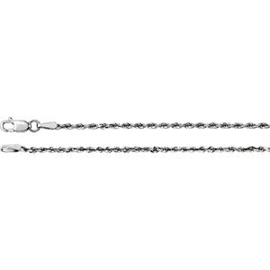 24-inch Diamond Cut Rope Chain with Lobster Clasp - 14K White Gold