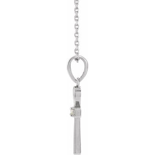 Sterling Silver .03 CT Natural Diamond Ankh Cross 16-18" Necklace