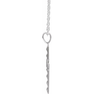14K White Pyramid Cross 20" Necklace