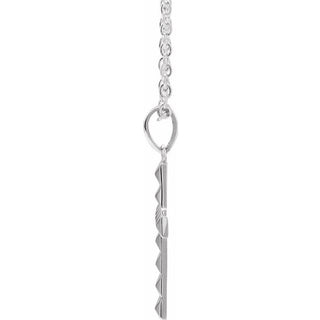 Platinum Pyramid Cross 20" Necklace