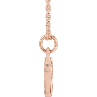 14K Rose .04 CTW Natural Diamond Youth Cross 15" Necklace