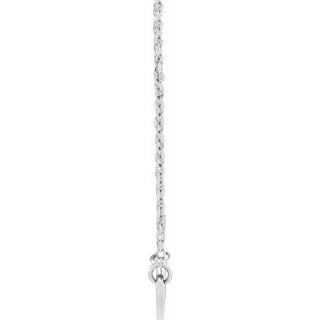 Platinum Sideways Heart with Pierced Cross 18" Necklace
