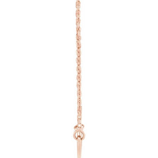 14K Rose Sideways Heart with Pierced Cross 18" Necklace