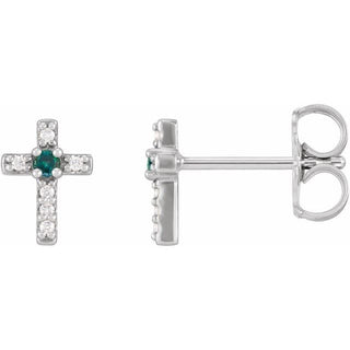 Platinum Natural Alexandrite & .03 CTW Natural Diamond Cross Earrings