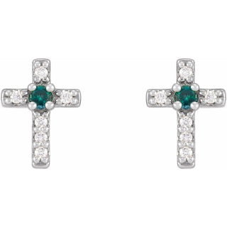 Sterling Silver Natural Alexandrite & .03 CTW Natural Diamond Cross Earrings