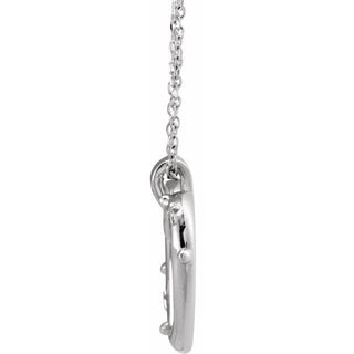 14K White Rosary Heart 16-18" Necklace