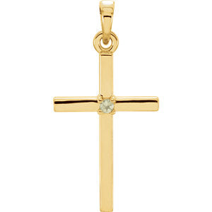 14K Gold 22.65x11.4 MM Peridot Cross Pendant