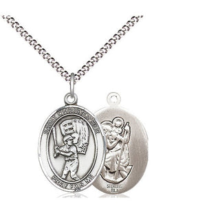 Sterling Silver Saint Christopher Baseball Medal Religious Jewelry