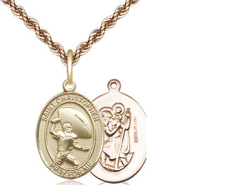 14kt Gold Filled Saint Christpher Football Medal Religious Jewelry