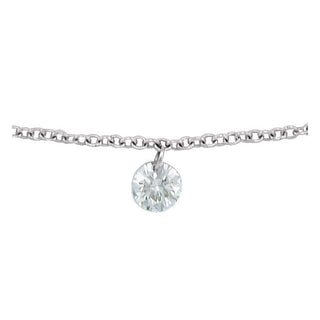 14K White 1/6 CT Drilled Natural Diamond Solitaire 9" Anklet