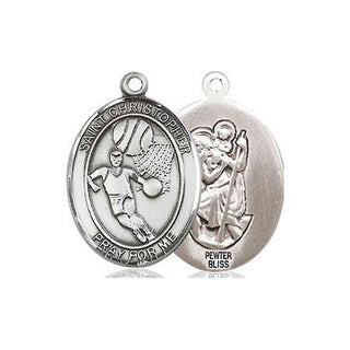 Pewter Saint Christopher Basketball Medal