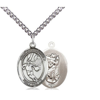 Sterling Silver Saint Christopher Basketball Medal Religious Jewelry