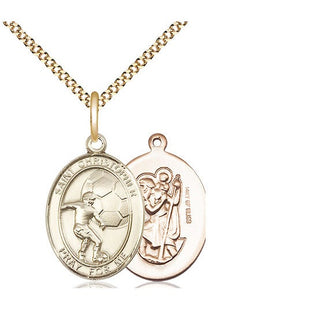 14kt Gold Filled Saint Christopher Soccer Medal Religious Jewelry