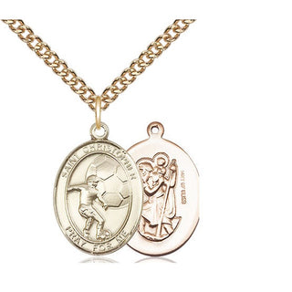 14kt Gold Filled Saint Christopher Soccer Medal Religious Jewelry