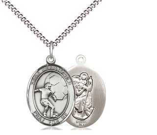 Sterling Silver Saint Christopher Soccer Medal Religious Jewelry