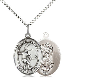 Sterling Silver Saint Christopher Soccer Medal Religious Jewelry